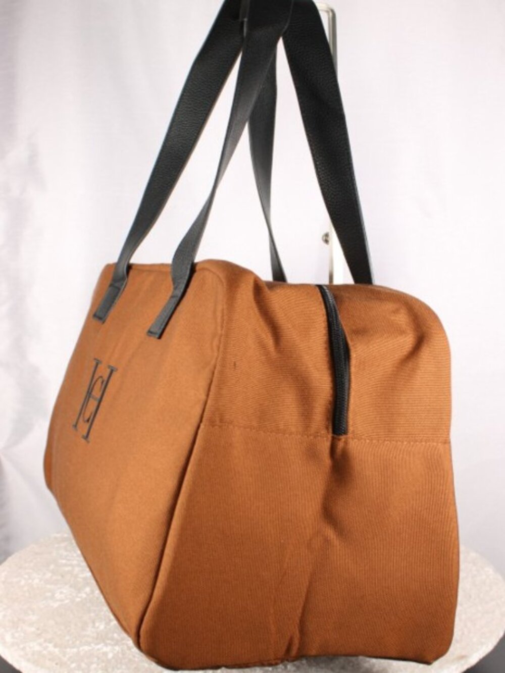 Carolina Herrera Bad Boy Brown Canvas Travel Weekender Duffel Bag NWOT - Picture 4 of 8